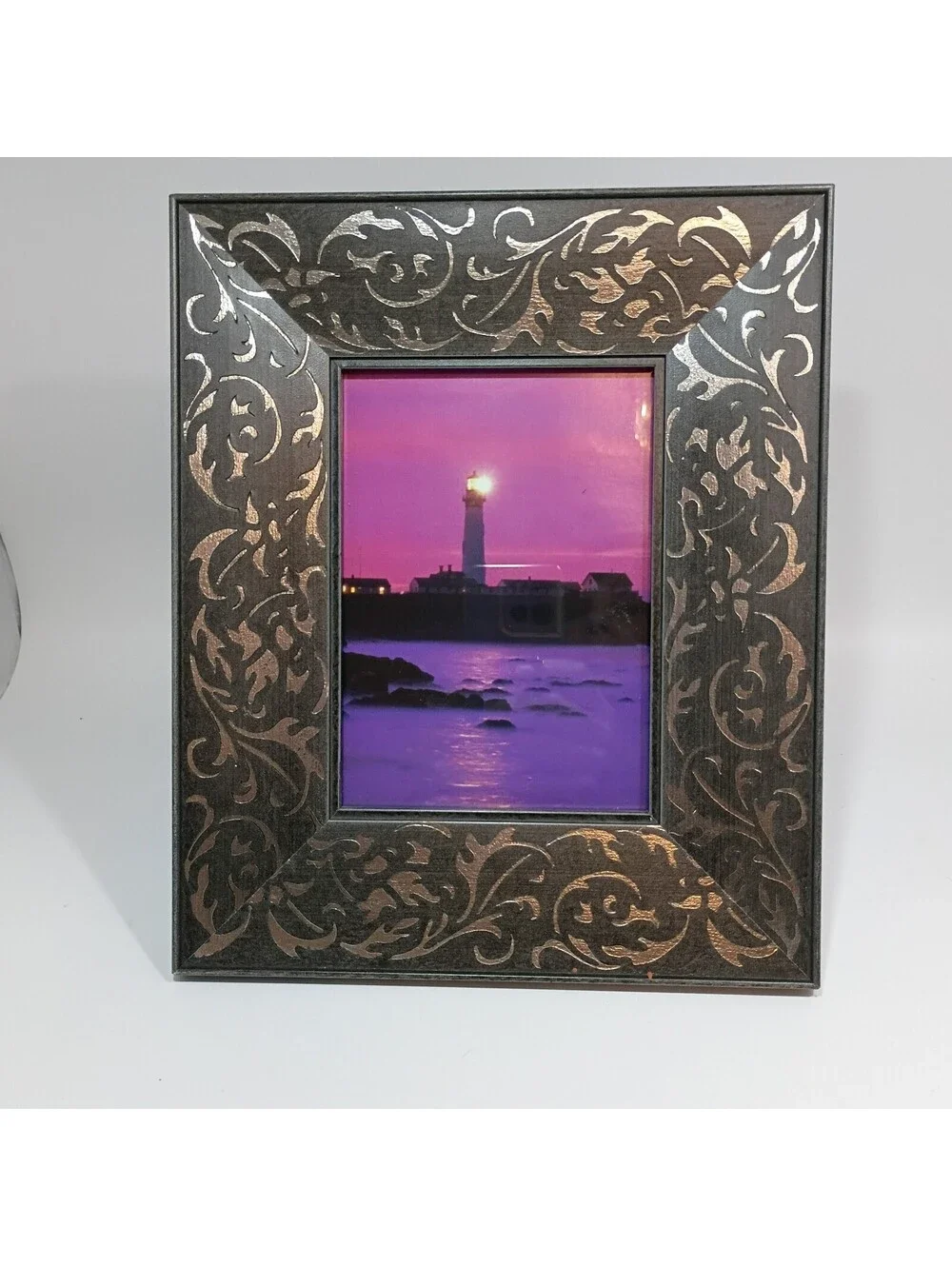 Domain Picture Photo Frame Metallic Scroll Traditional 5 X 7 Dark Gray & Silver